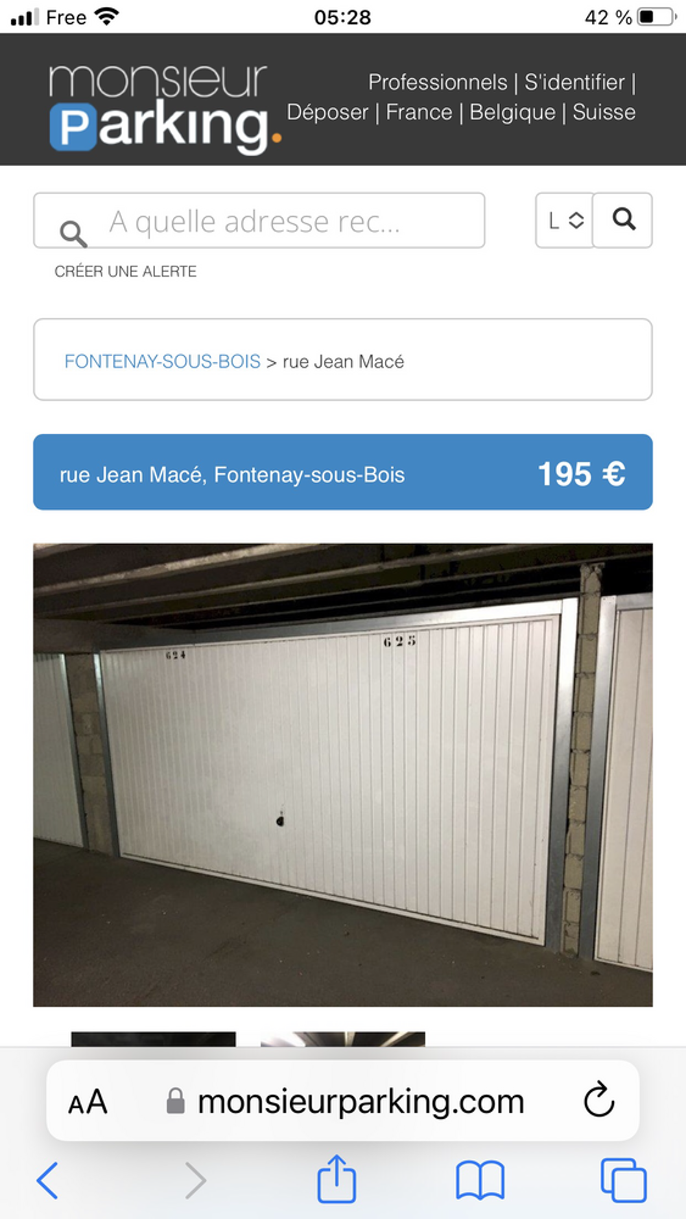 Location Parking/Garage Garage doublé Fontenay sous bois May-sur-orne