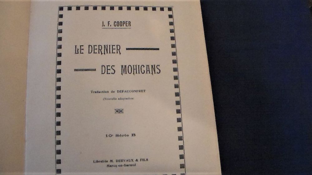 Livre Le Dernier des Mohicans J F Cooper Livres et BD