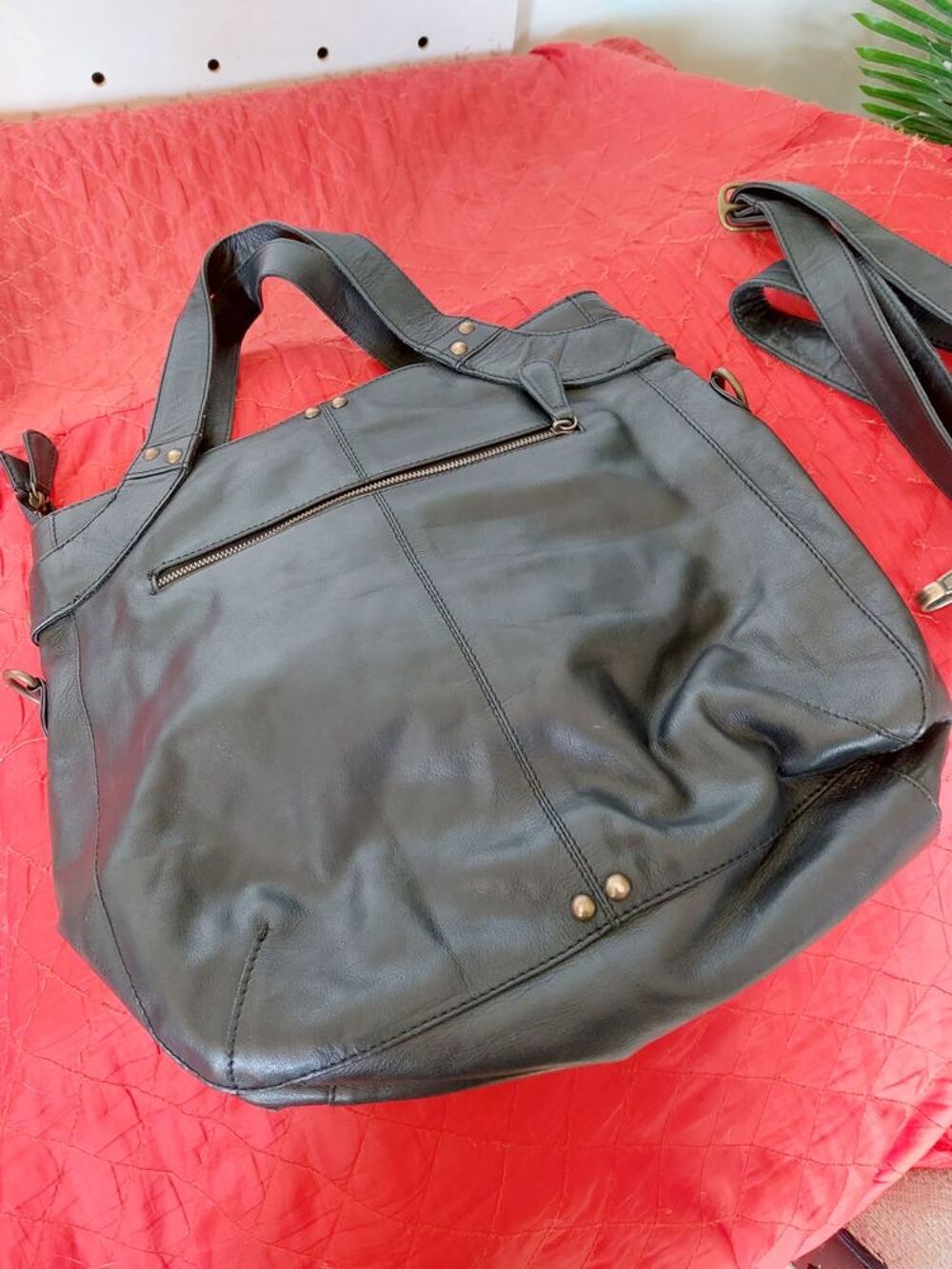 Grand cabas cuir noir La Redoute Maroquinerie