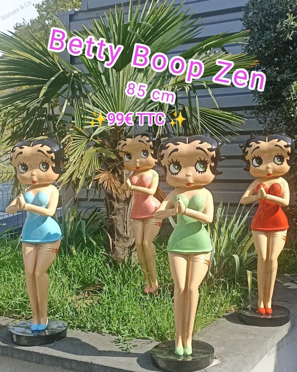 Betty Boop zen
magnifique statue en r&eacute;sine enti&egrave;rement painte &agrave; la main ?... existe dans 4 coloris. Dcoration