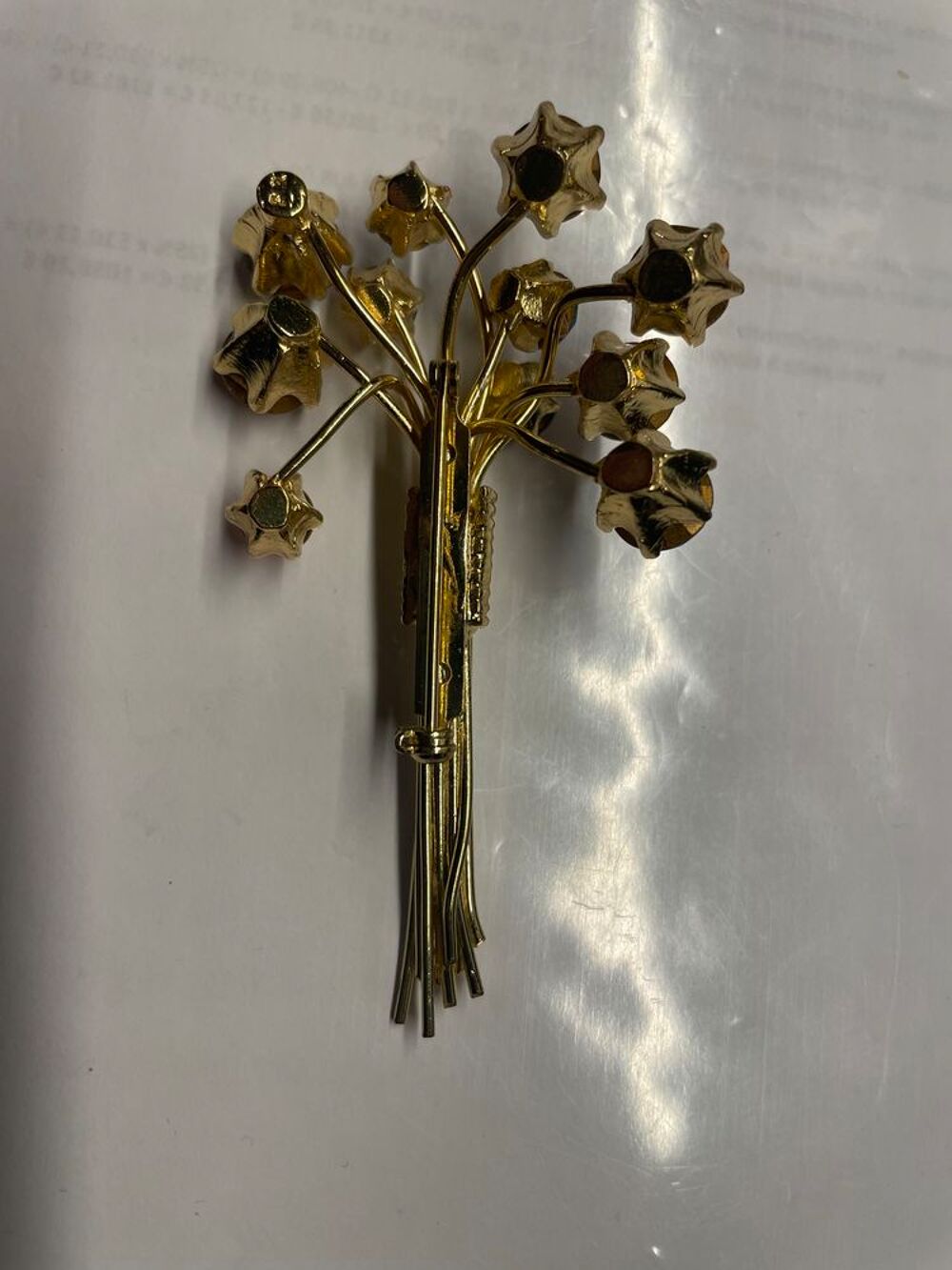 broche bouquet fleurs dor&eacute;e avec strass multicolore S RYKIEL Bijoux et montres