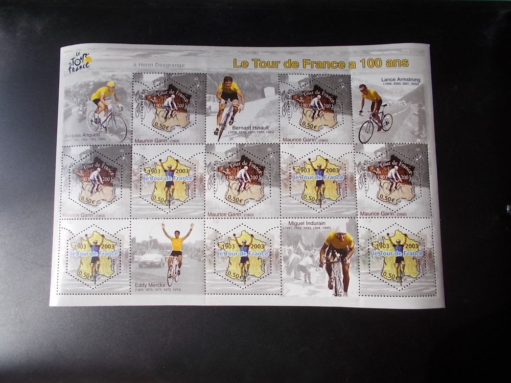 TBE : Timbres comm&eacute;moratifs des 100 ANS DU TOUR DE FRANCE 