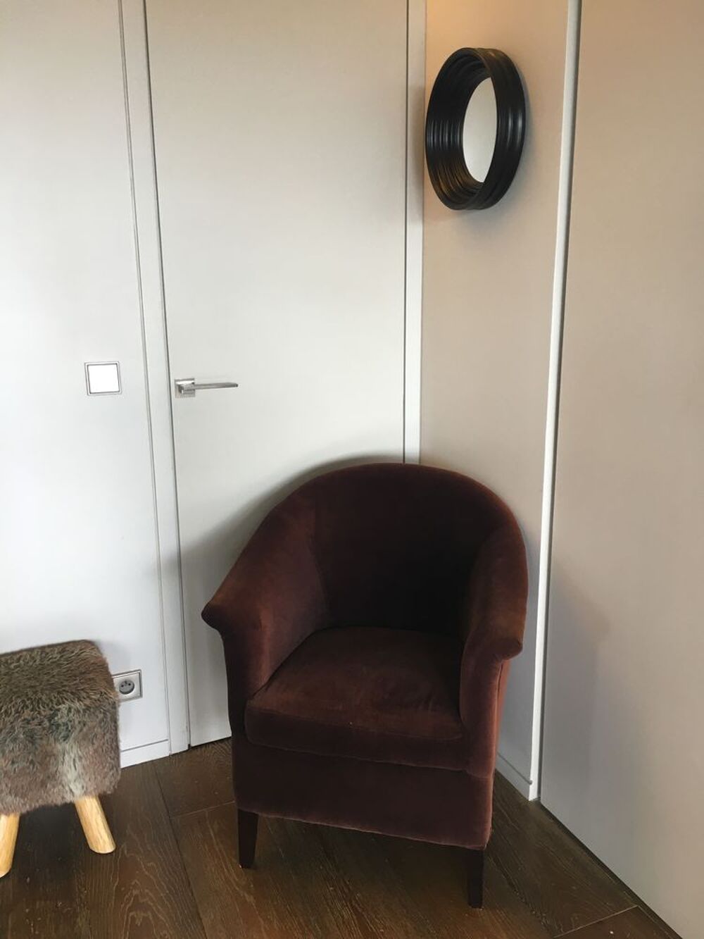 Fauteuil Cabriolet velours Marron Meubles