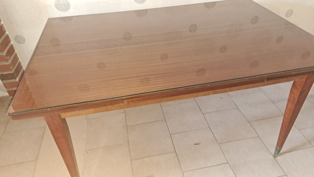 Table rectangulaire vintage ann&eacute;e 1970 avec 2 rallonges Meubles