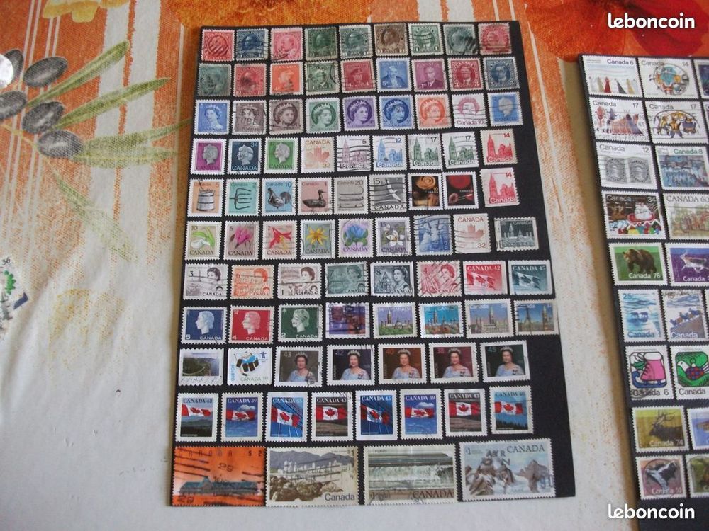 Lot de 204 timbres diff&eacute;rents, oblit&eacute;r&eacute;s du Canada.
