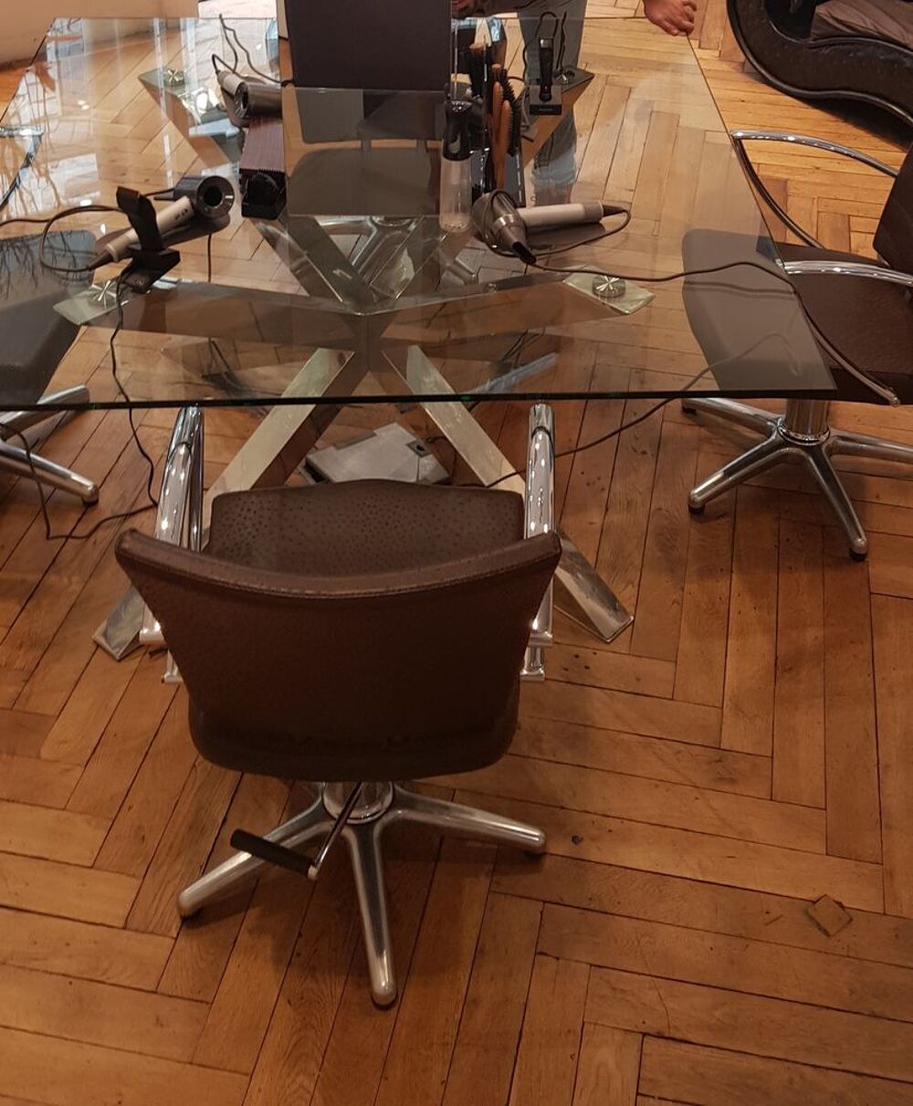 table plateau en verre sur mesure Miroiterie Targe Meubles