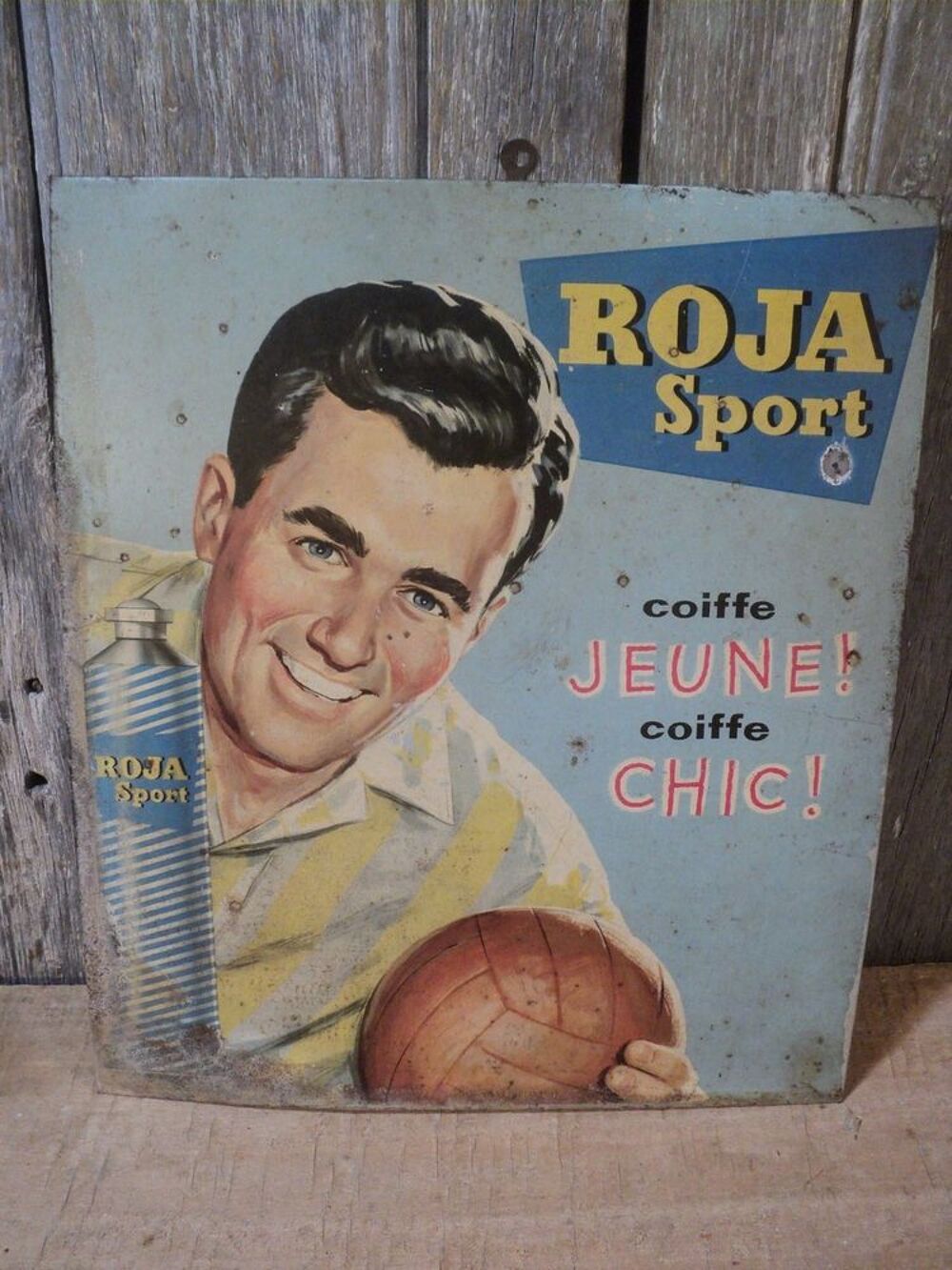 Ancienne Plaque Tole Publicitaire Roja Sport 