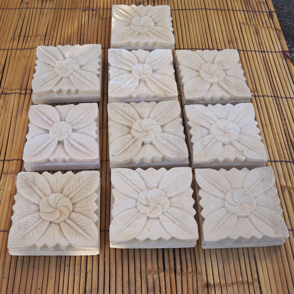 CARREAUX 20X20cm EN PIERRE DE PALIMANAN SCULPTES Décoration