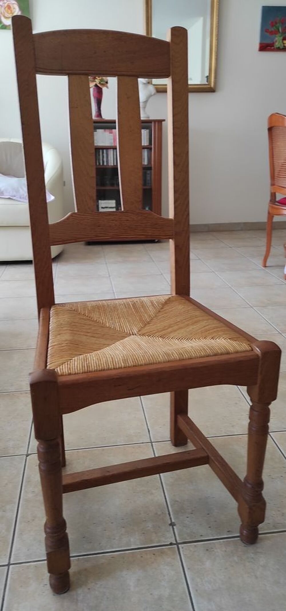 4 Chaises bois assises paille Meubles
