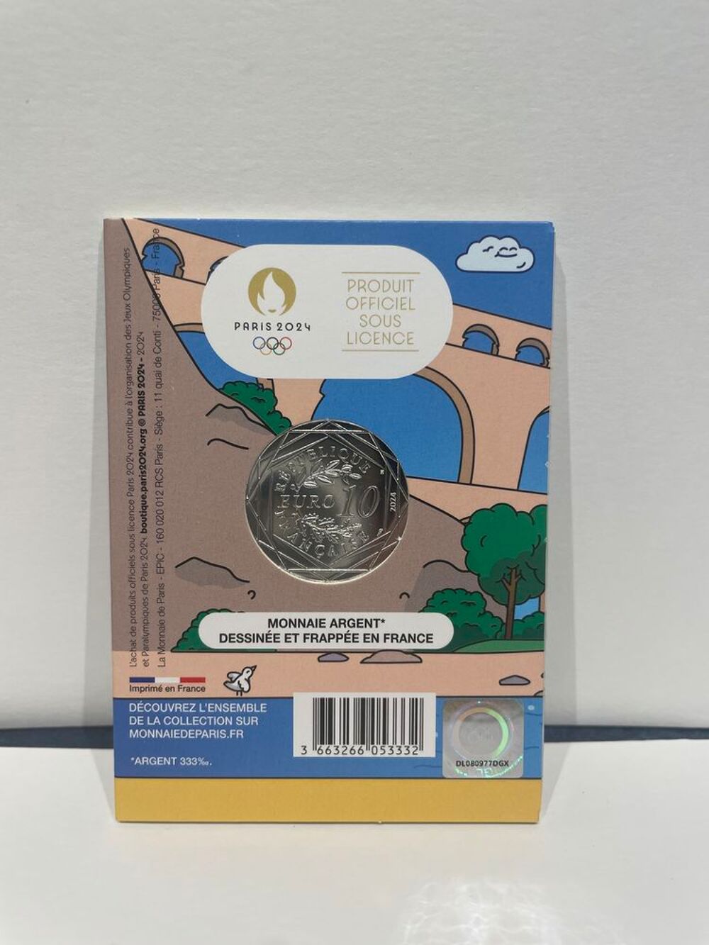 
Pi&egrave;ce Collection JO Paris 2024 10e ARGENT le Pont du Gard 