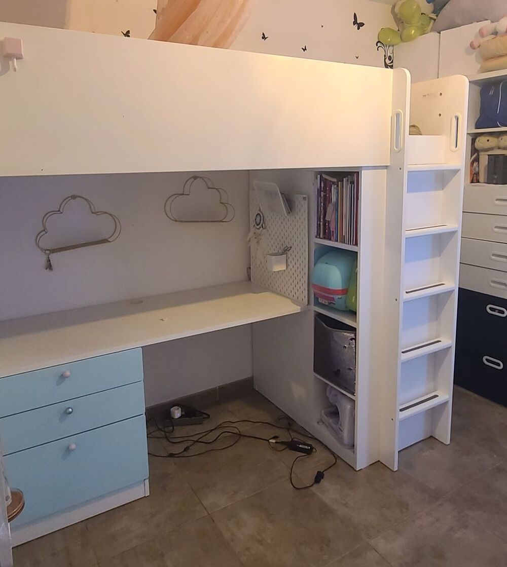 Lit mezzanine avec bureau et armoire Meubles