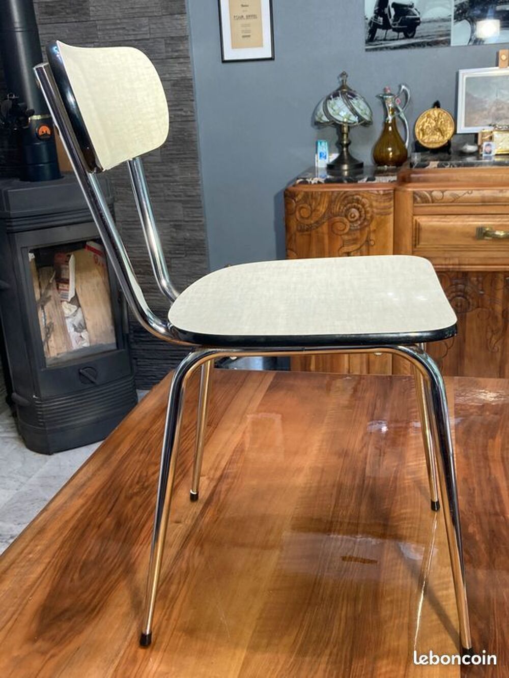 Rare : 4 chaises 1950 formica peugeot jpp peuginox etat neuf 