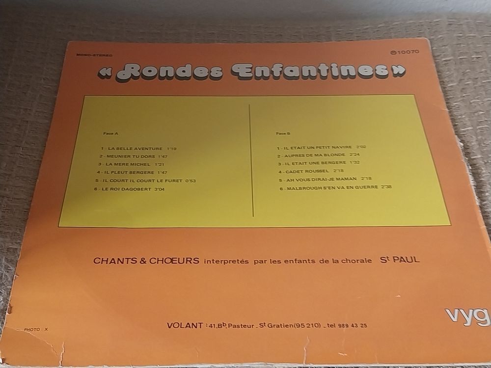 Rondes Enfantines-Au pays des chansons disque vinyle 33T CD et vinyles