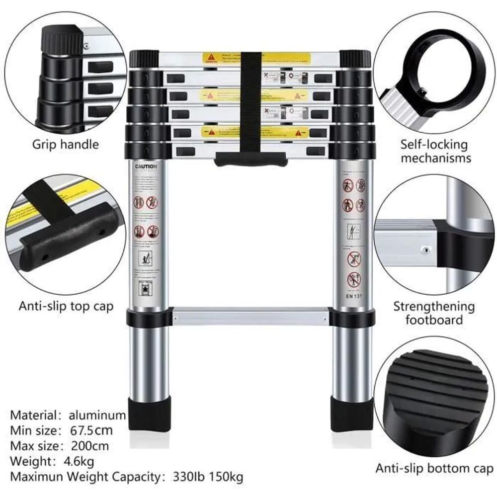 &Eacute;chelle T&eacute;lescopique Portable 2M en aluminium Neuve Bricolage