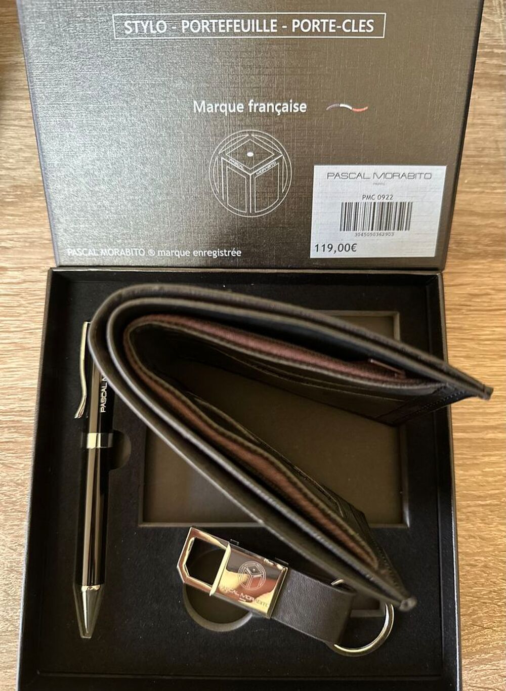 Coffret portefeuille homme 3 pi&egrave;ces valeur 119€ Maroquinerie