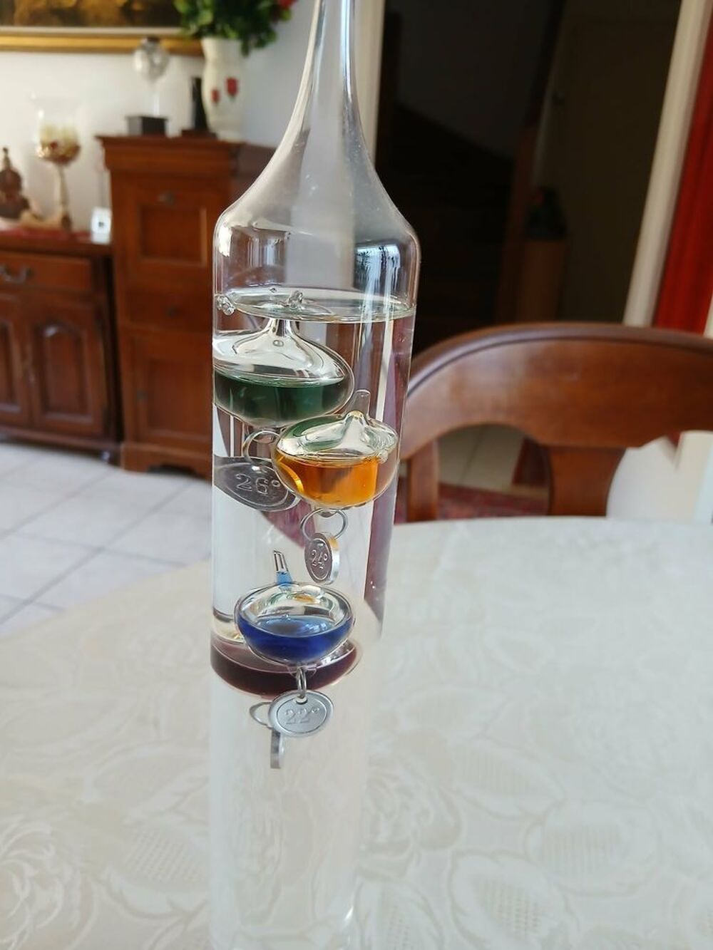  Joli thermom&egrave;tre en verre Galil&eacute;o d&eacute;coratif N&deg; 1449 Décoration