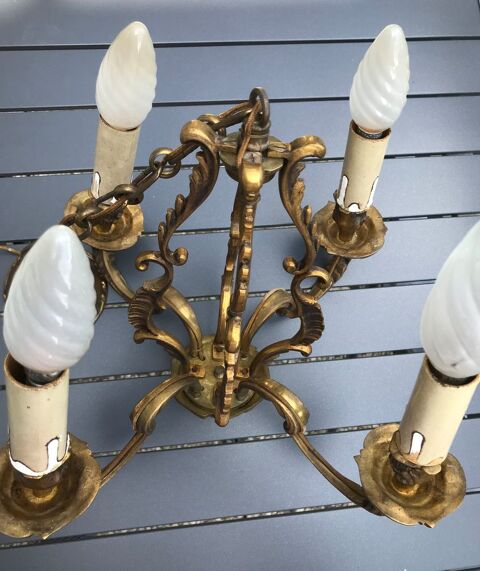 Lustre en bronze véritable 4 branches + ampoules bougies 25 Levallois-Perret (92)