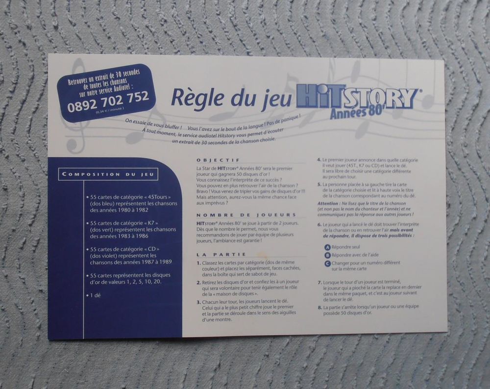 Coffret jeu de soci&eacute;t&eacute; Hit story, le jeu des chansons, Ann&eacute;e Jeux / jouets