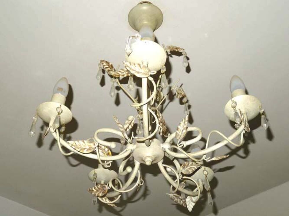 Lustre suspension m&eacute;tal 5 branches parfait &eacute;tat Décoration