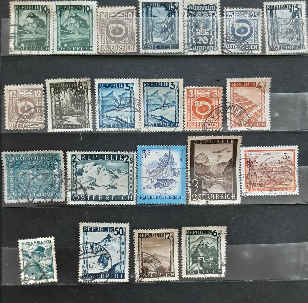 ensemble de 59 timbres AUTRICHE oblit&eacute;r&eacute;s des ann&eacute;es 1946-48 