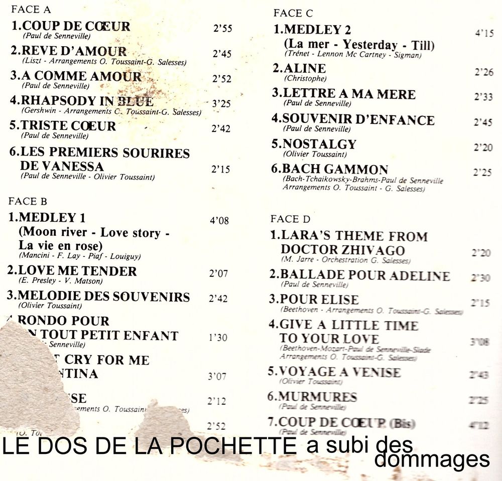 richard CLAYDERMAN en concert 25 titres CD et vinyles