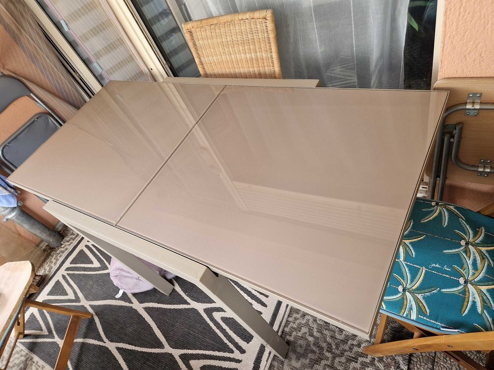 Table modulable en metal et verre Meubles