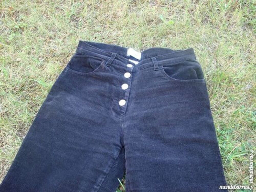 Pantalon noir en velours mille raies Vtements