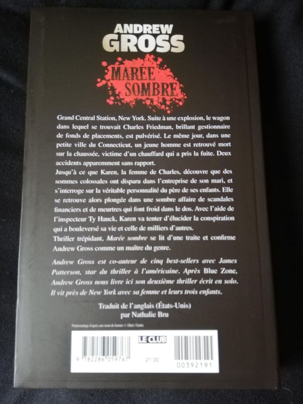 Livre : "Mar&eacute;e sombre" de Andrew Gross (thriller). Livres et BD