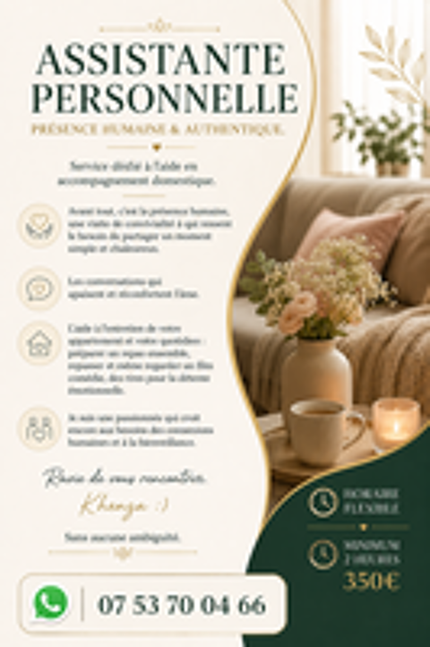   L'aide a domicile et asistente personnelle  