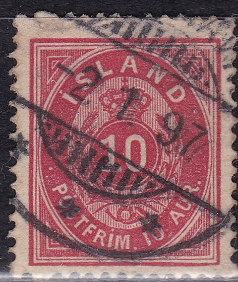 Timbres EUROPE-ISLANDE 1876 YT 8A 1 Lyon 5 (69)