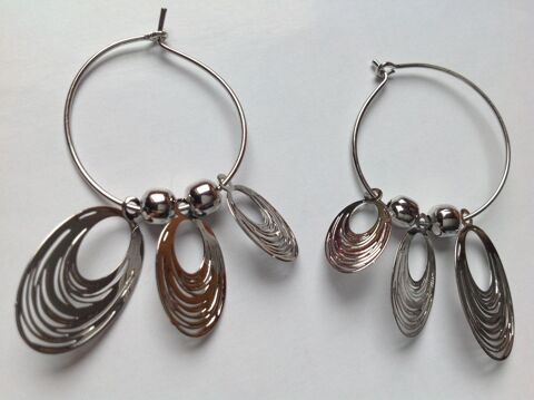 BOUCLES OREILLES ARGENTÉ 3 TAILLE OVALE Envoi Possible 2 Trégunc (29)
