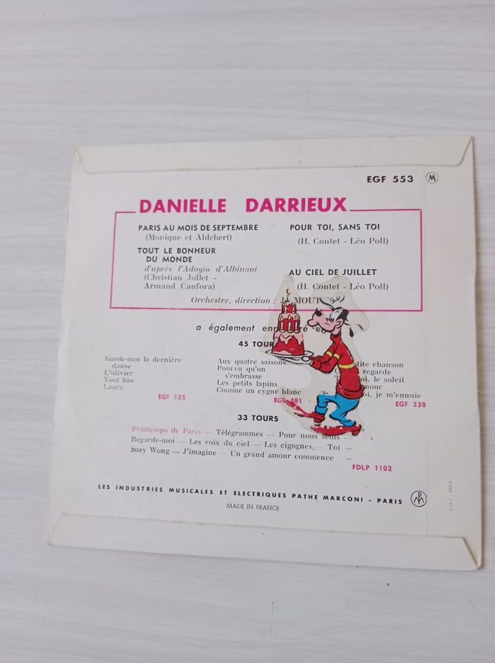 45 Tours Danielle DARRIEUX Paris au mois de Septembre CD et vinyles
