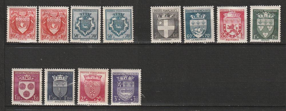 Timbres Neufs Charni&egrave;re transparentes Ann&eacute;es 1941-42-43 