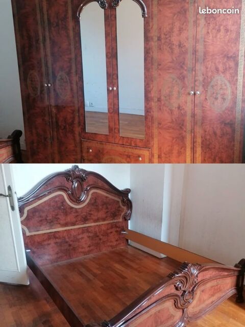 Ensemble Lit sans sommier et armoire 6 portes disponible 600 Bussy-Saint-Georges (77)
