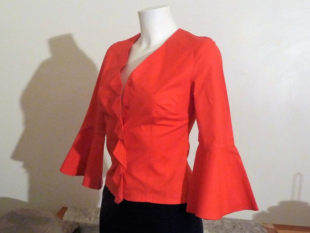 Chemisier/ Top Orange Corail avec ses Manches 3/4- Promod Vêtements