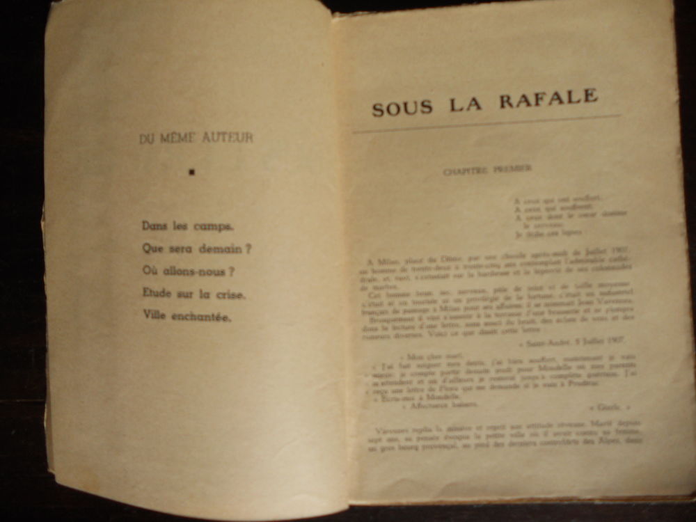 SOUS LA RAFALE par Joann&egrave;s Mignard.1939.roman. pour le maria Livres et BD