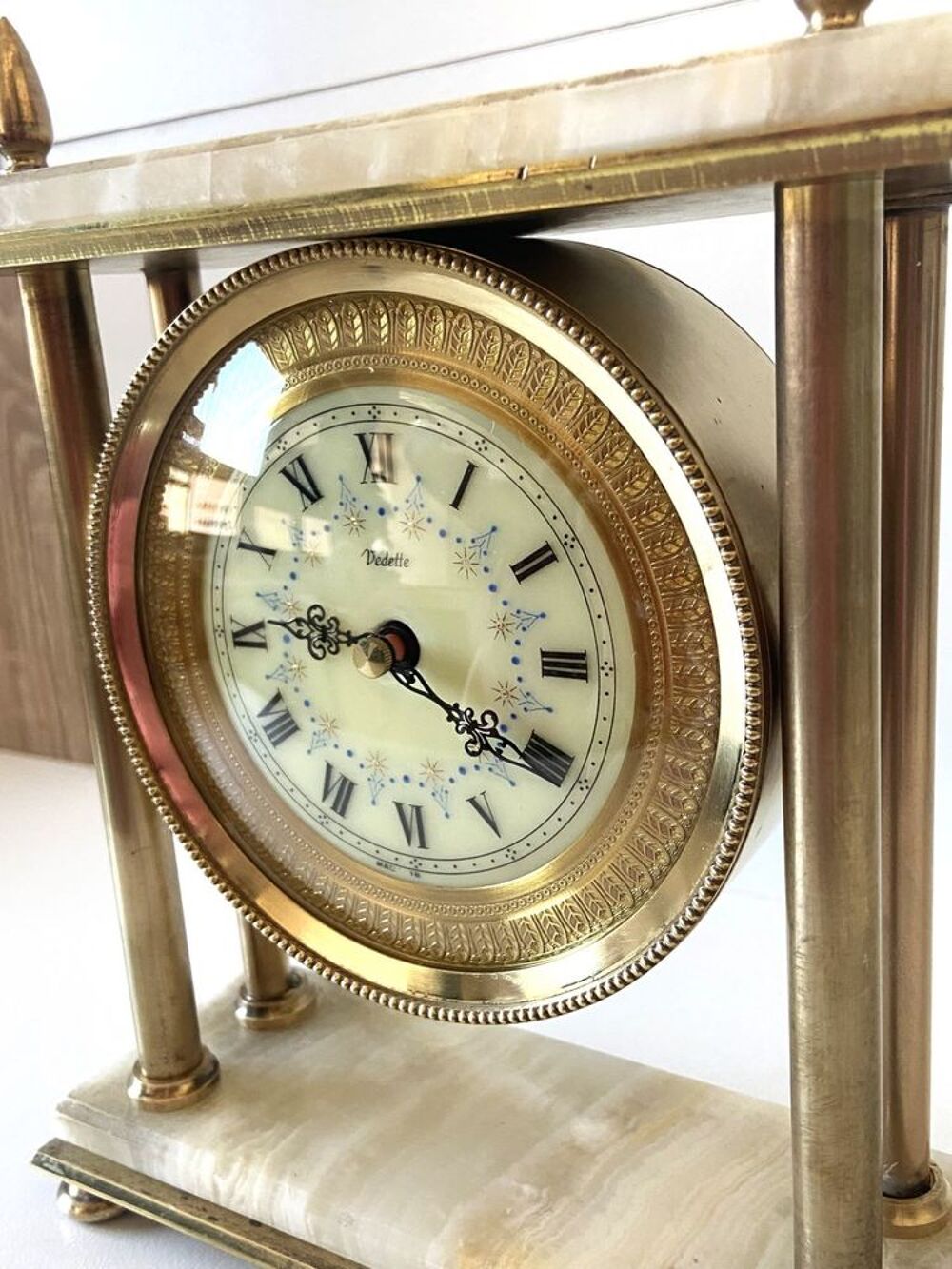 Vintage Pendulette Pendule Horloge Portique VEDETTE Marbre 