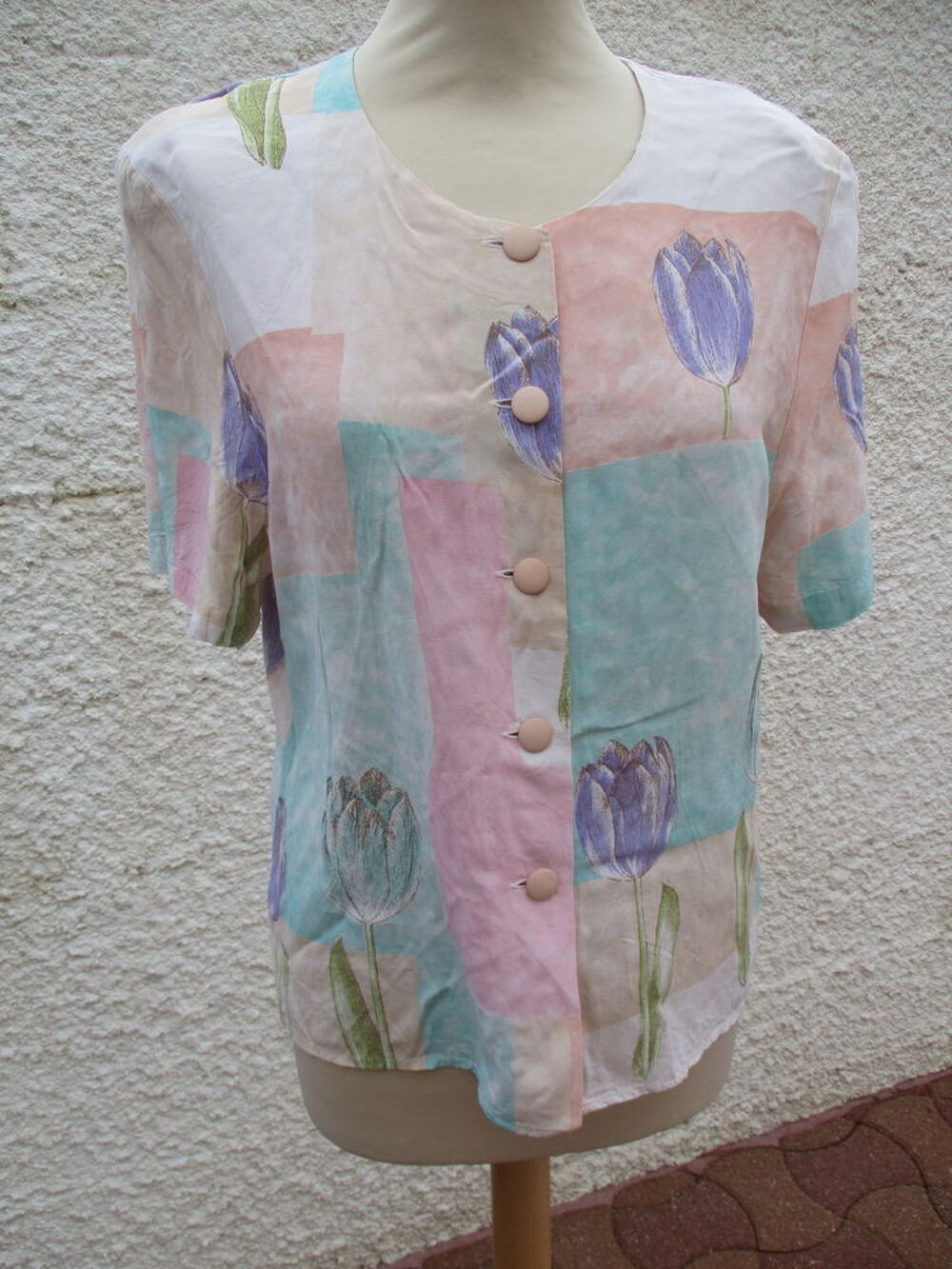 Chemisier/Blouse de Couleur Pastel : Taille 3 - Vintage Vêtements