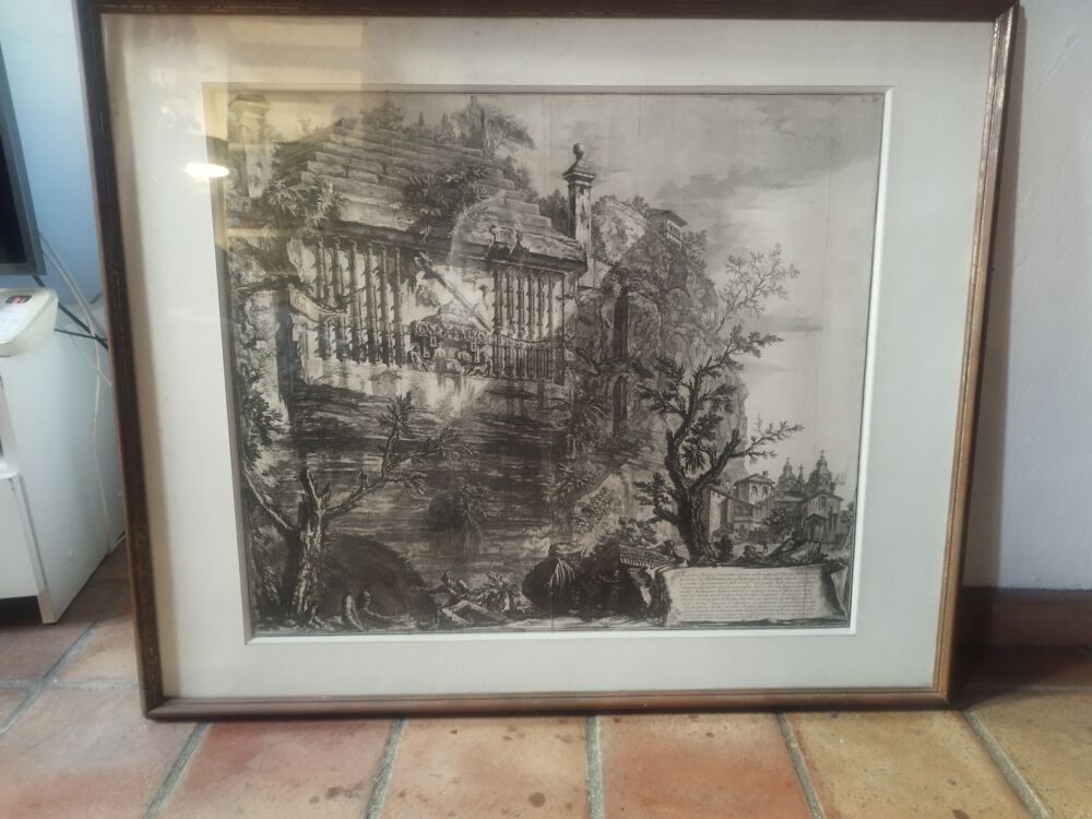 Gravure Antique Encadr&eacute;e Paysage Classique Livres et BD