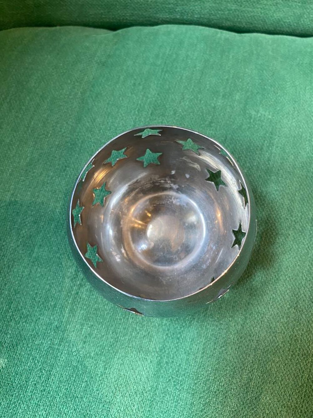 Petit bougeoir boule &eacute;toile en m&eacute;tal 