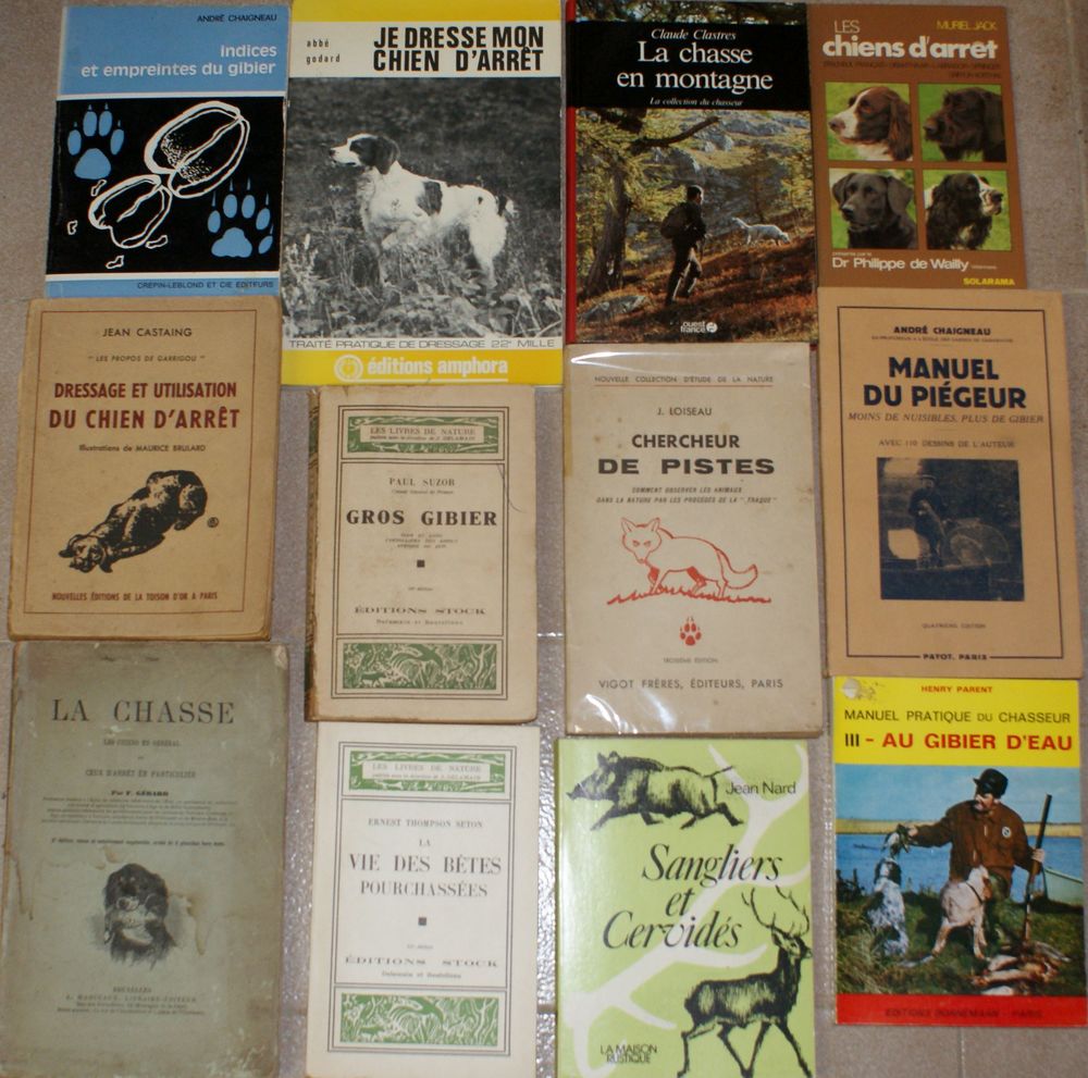 12 LIVRES CHASSE ET CHIENS Livres et BD