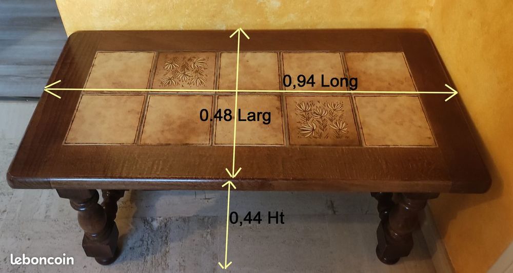 Table basse bois et carrelage Meubles