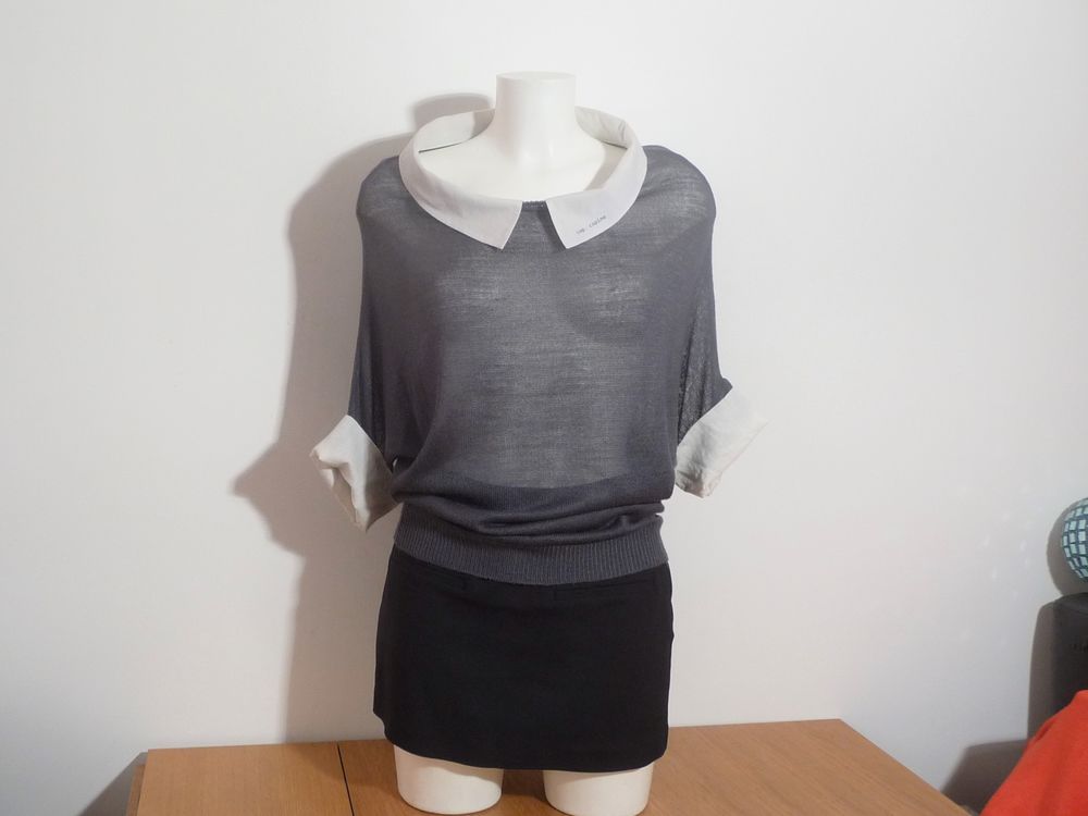 Double Top/ Pull Bleu Marine et Top Blanc- Cop Copine Vêtements