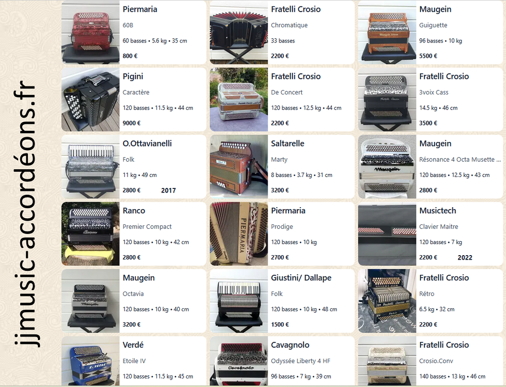 plusieurs accord&eacute;ons r&eacute;vis&eacute;s et garantis visible sur le site Instruments de musique