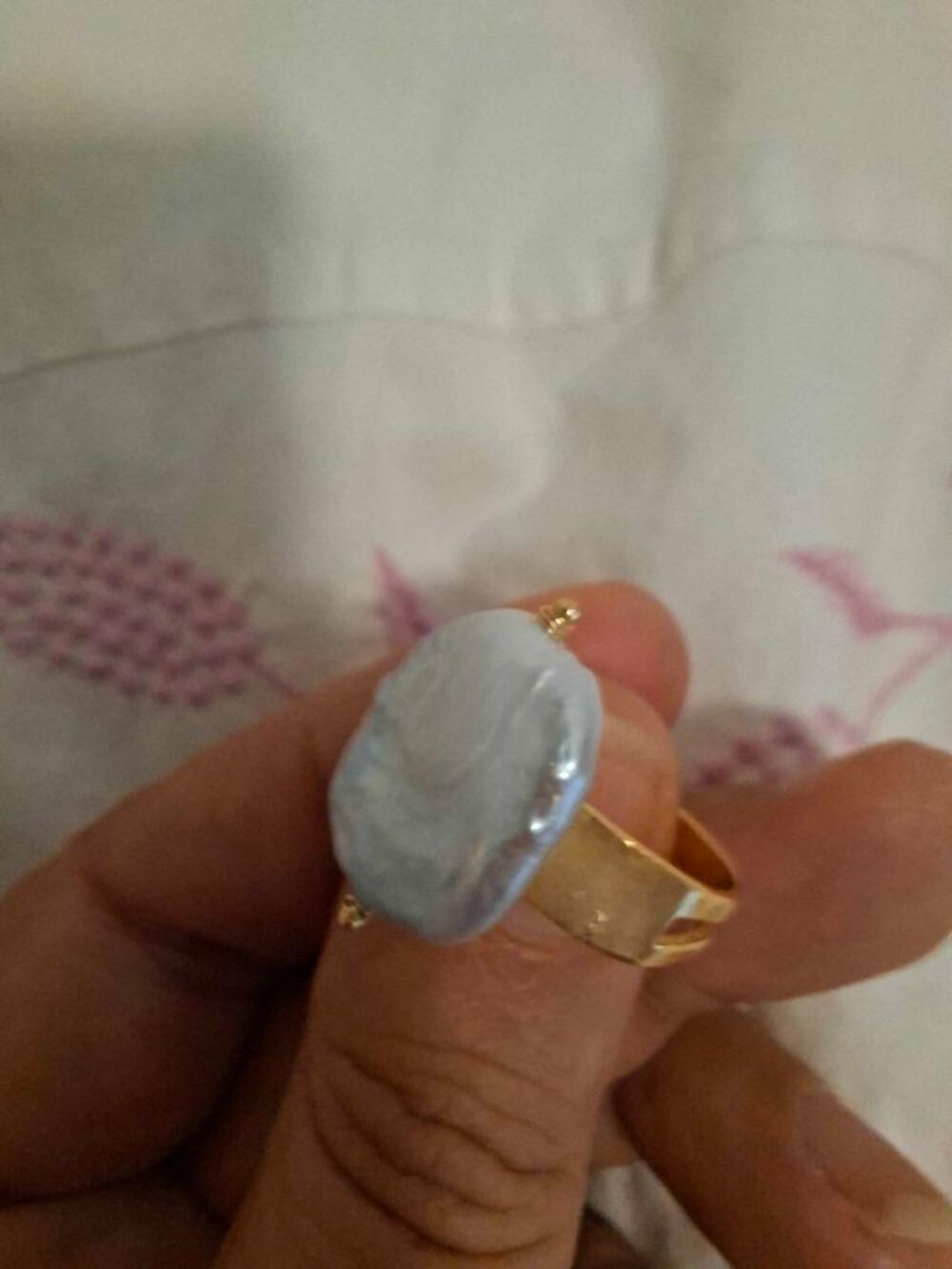bague baroque perle et argent sterling 925 plaqu&eacute; or 21k Bijoux et montres