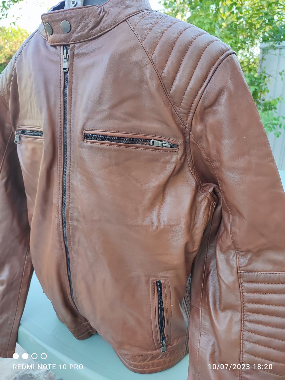 BLOUSON HOMME XXL CUIR MARRON REAL LEATHER COLLEZIONE Vtements