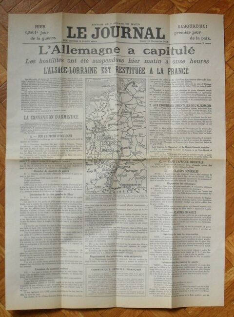 LE JOURNAL du 12 NOVEMBRE 1918 �dition de 5h du matin 50 Montreuil (93)