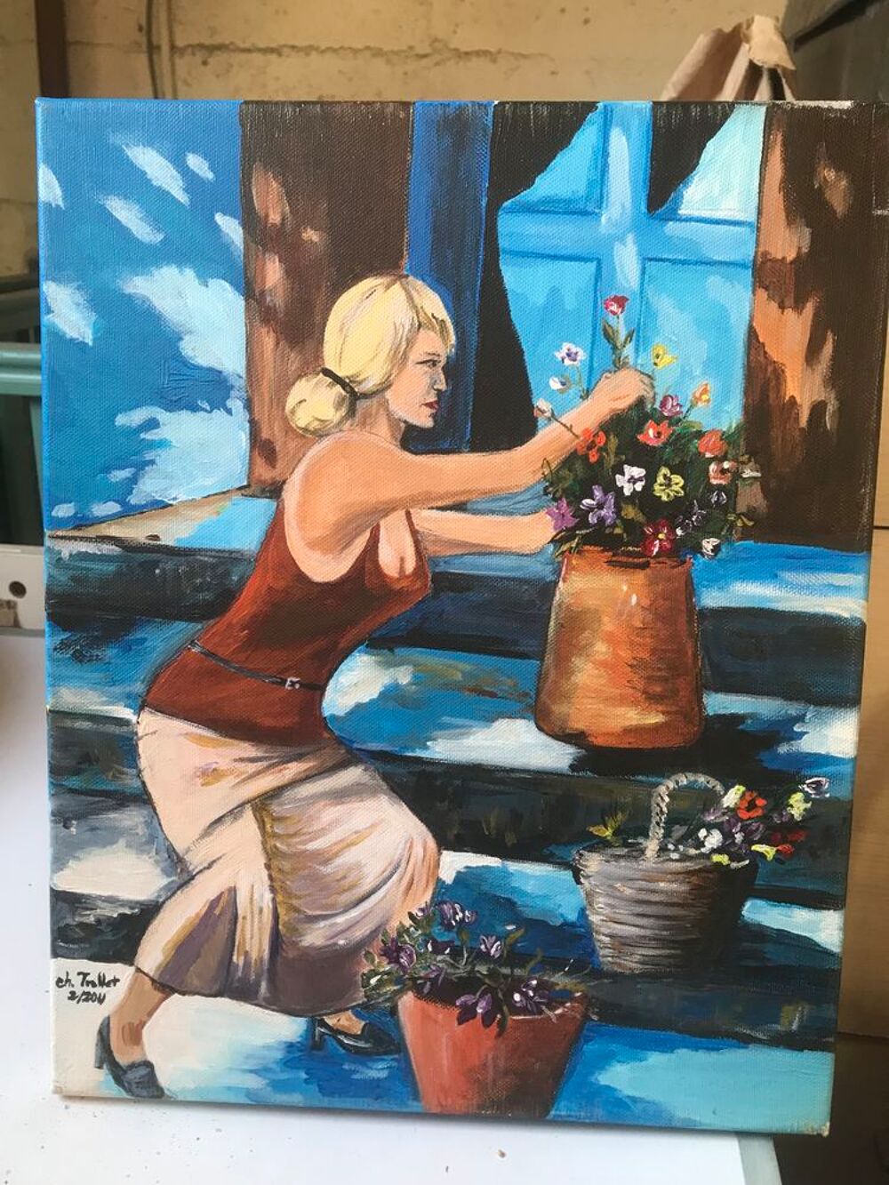 tableau 32 x 40 cm peint a la main Décoration