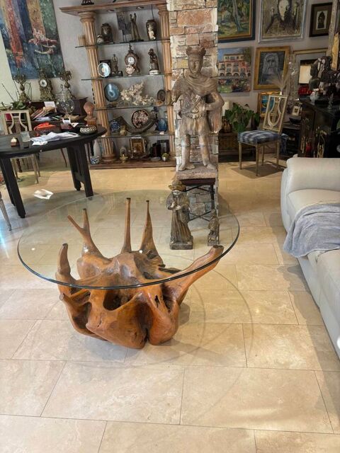 Table en racine et verre 340 Saint-Laurent-du-Var (06)