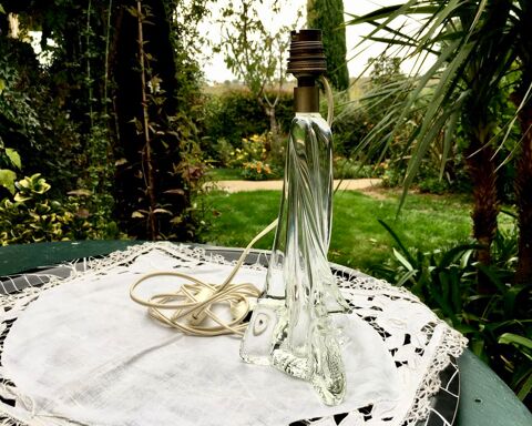 Pied de lampe de table, vintage(1960) en cristal,Esprit DAUM 43 L'Isle-Jourdain (32)